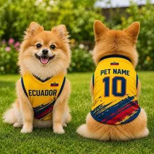 Personalized Ecuador Pet Soccer Jersey, Ecuador Dog Shirt, Custom Name Football Outfit for Dogs & Cats, Ecuador National Team Puppy Jersey, Add Name & Number in Order Notes