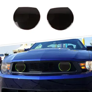 For 2010-2014 Ford Mustang Smoked Black Front Grille Light Panel Decor Cover Trim (2 pcs)