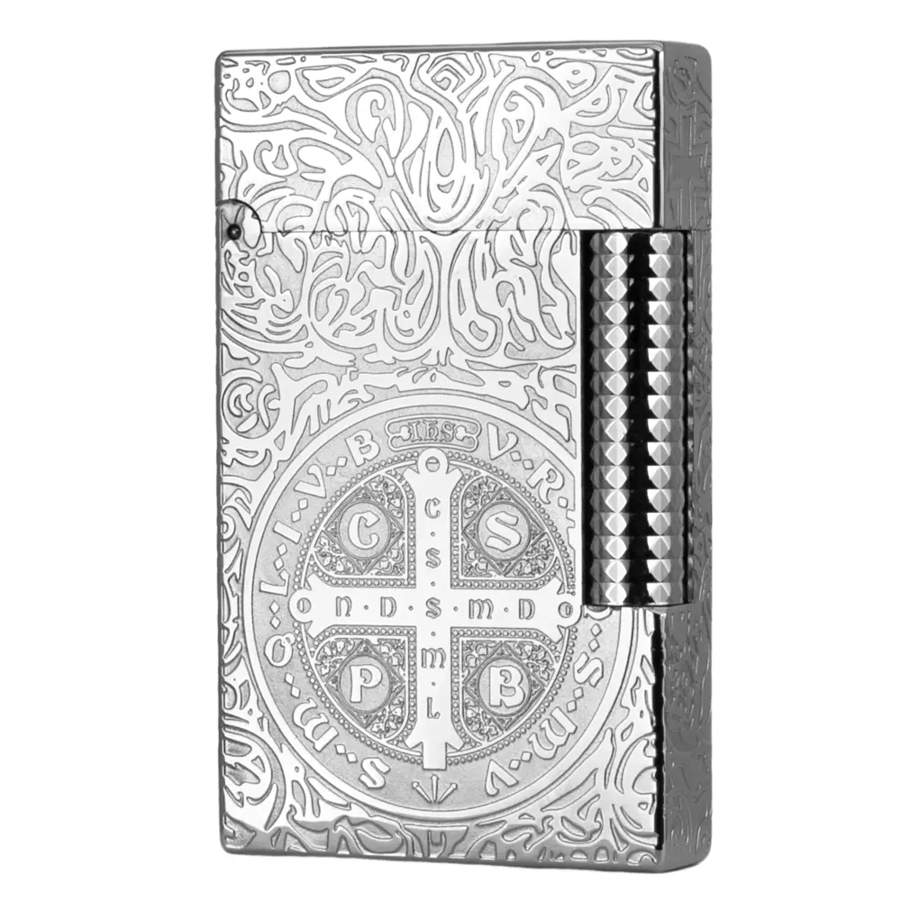 DPT Constantine Silver Engraved Luxury Metal Lighter (No Fuel, Refillable) with Gift Box Set & Dupont Ligne 2 Style Lighter Accessories, Comfortable to Use, Ideal Gift for Friends, Family on Thanksgiving & Everyday Home Supplies, Anniversary