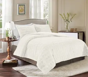 Mocassi 3-Piece Fluffy Faux Rabbit Fur Comforter Set, Hotel Premier Feel with Plush Velvety Warmth