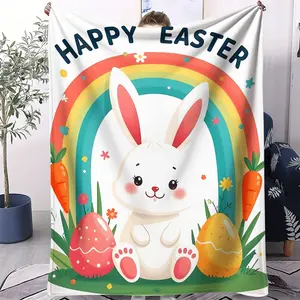 Watercolor Style Printed Blanket, Facecloth Blanket, Flag As The Base, Bright and Soft Colors, Full of Children'S Fun and Festive Atmosphere, Suitable for Sofa, Bedroom and Travel, All Seasons