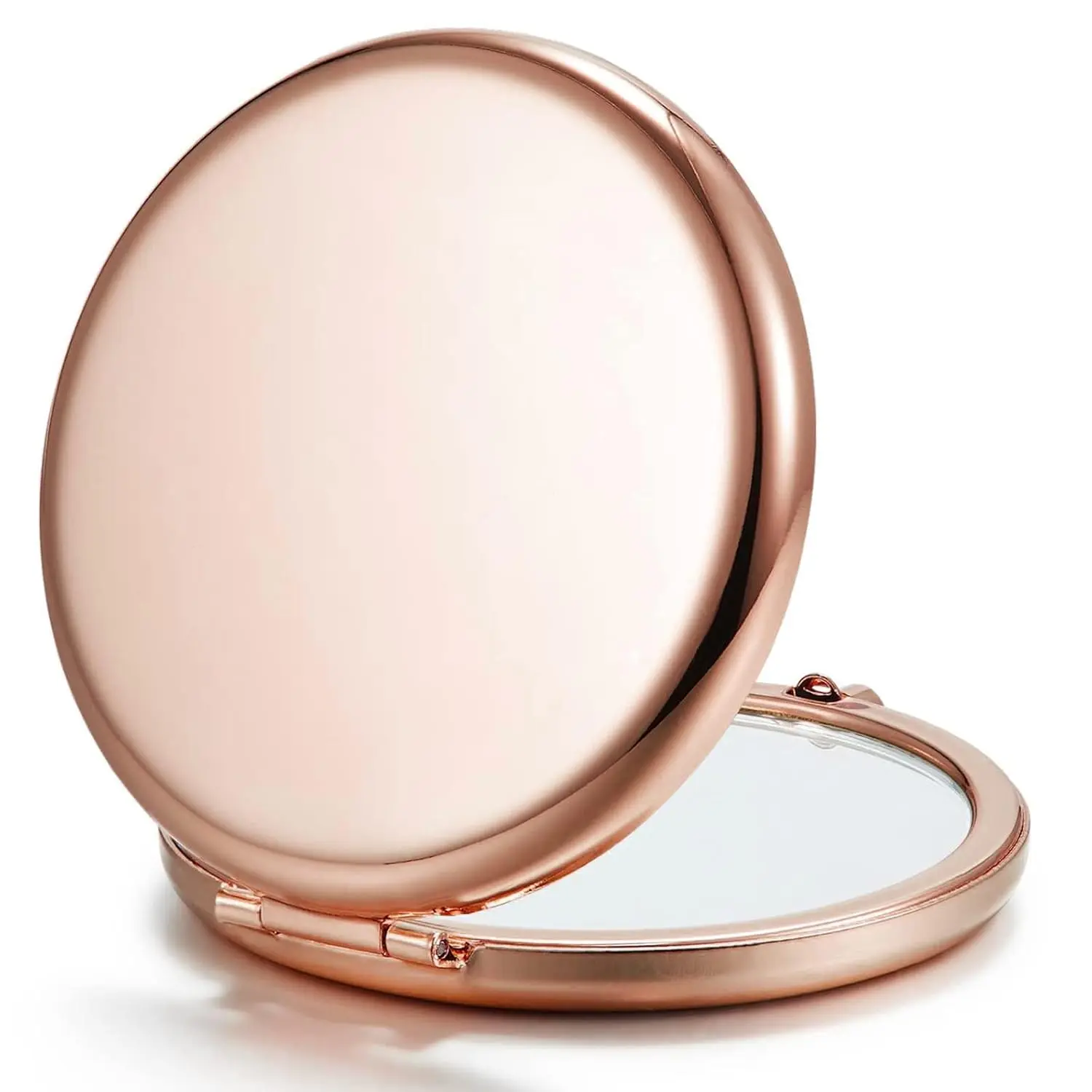 Compact Mirror for Purse, Double-Sided 1X/2X Magnifying Metal Pocket Makeup Mirrors