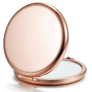 Compact Mirror for Purse, Double-Sided 1X/2X Magnifying Metal Pocket Makeup Mirrors