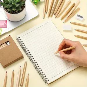 12pcs Premium Mini Colored Pencil Set, 8.89 Cm Short and Thick, 12 Vibrant Colors, Includes Sharpener and Eraser, Ideal for Drawing and Sketching