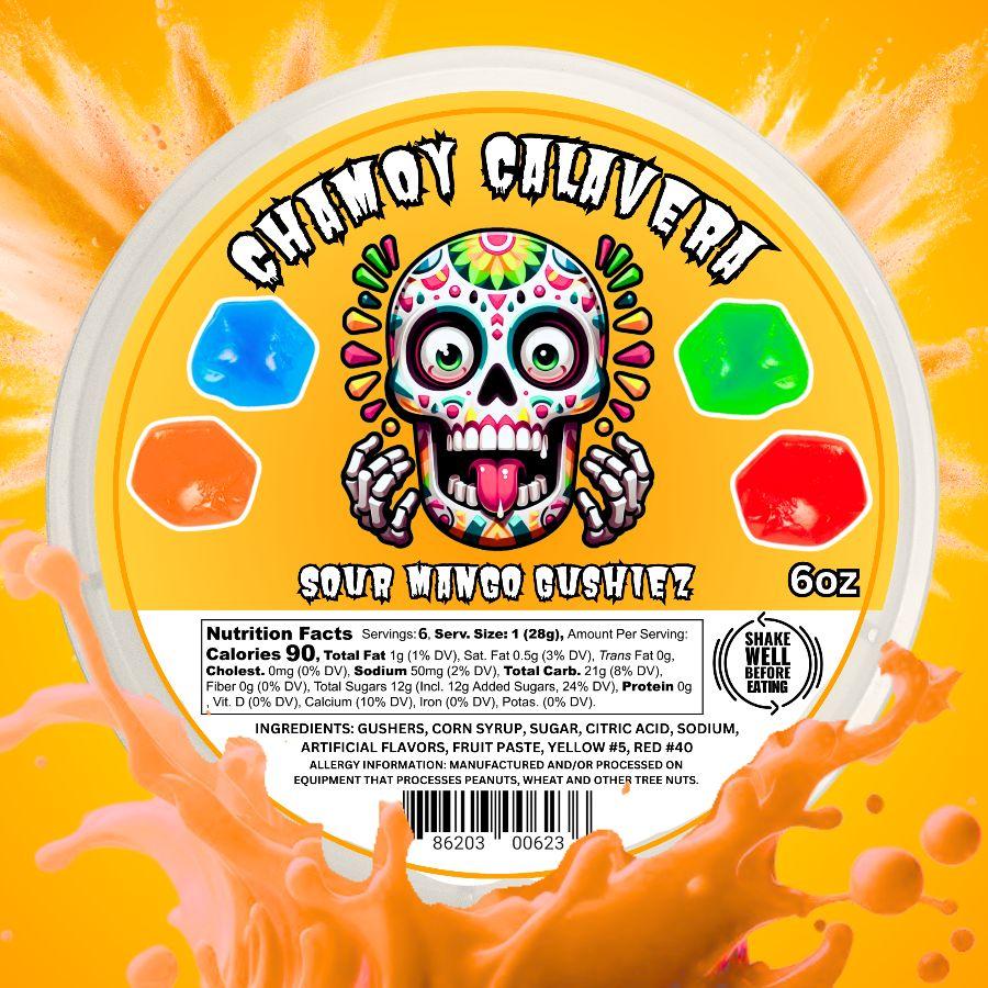 Sour Mango Gushiez 6oz Jar - Sour Candy -  sour snack | Chamoy Calavera sour snack sour belt sweet sour power tiktok viral