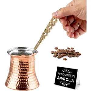 Turkish Coffee Pot | Stove Top Water Boiler, Coffee Maker, Butter,  & Milk Warmer | Even and Quick Heat with Handcrafted Copper Material | Coffee Gifts Idea, 8.3 Oz (245 cc)