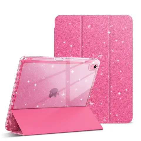 Protective Casing for iPad 10th Generation - Computer Tablet Accessories, Vibrant Pink Glitter Design, Integrated Stand, Handheld Structure, Scratch-Resistant Durable Accessory