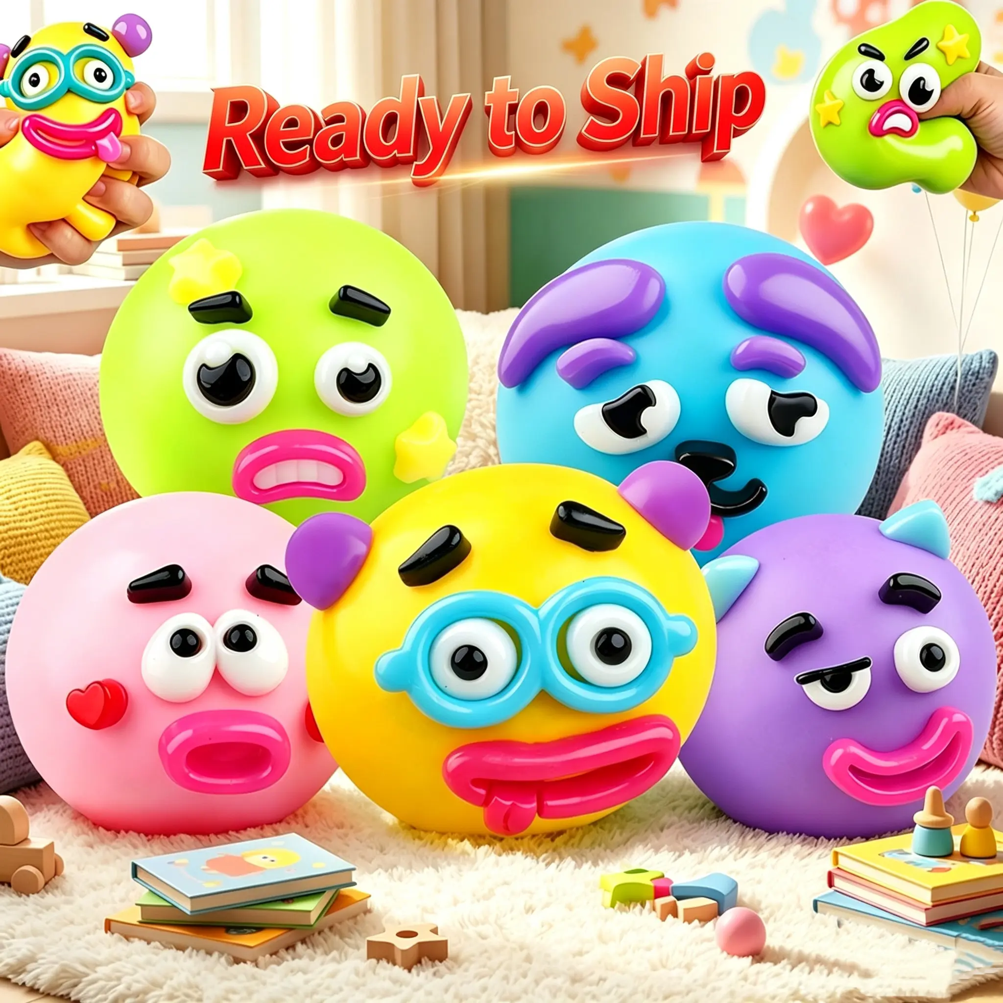 Viral TikTok Crazy Face Squishy Balls - Squeeze & Customize Your Mood! Stress Relief Fidget Toys for Kids & Adults Smusher