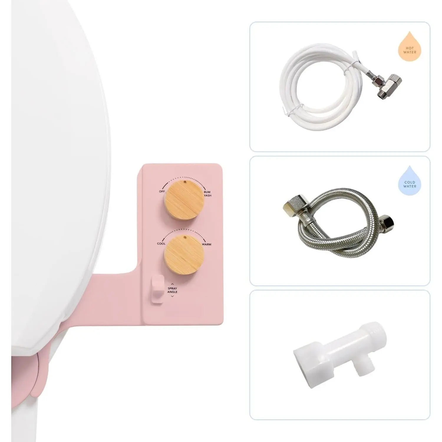 3.0  Cool to Warm Water Bidet Attachment. Easy Universal Toilet Seat Install, Requires Sink Connection for Temperature Control.  Self Cleaning Clean Water (/)