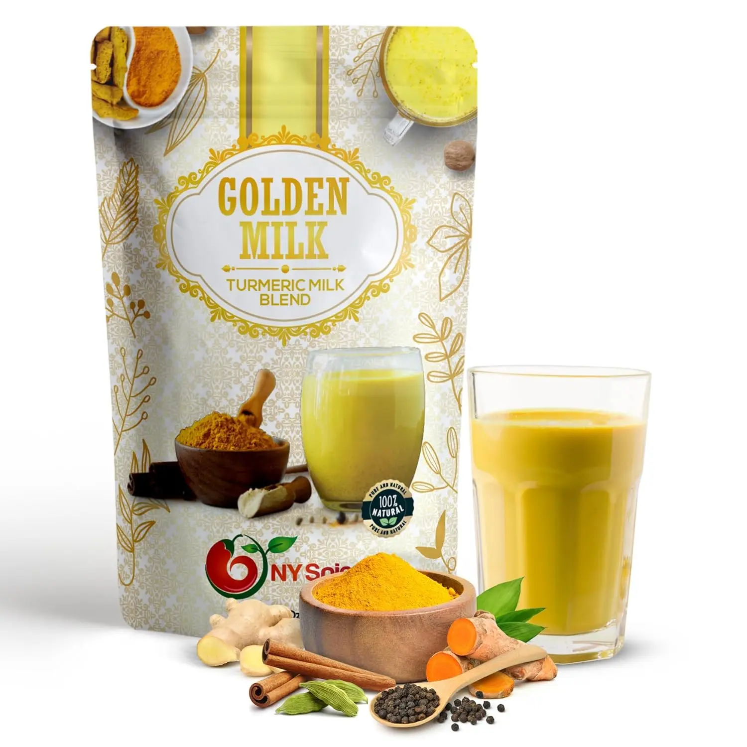 NY SPICE SHOP Golden Turmeric Milk Powder – Instant Golden Milk Latte Mix | Superfood Turmeric Beverage