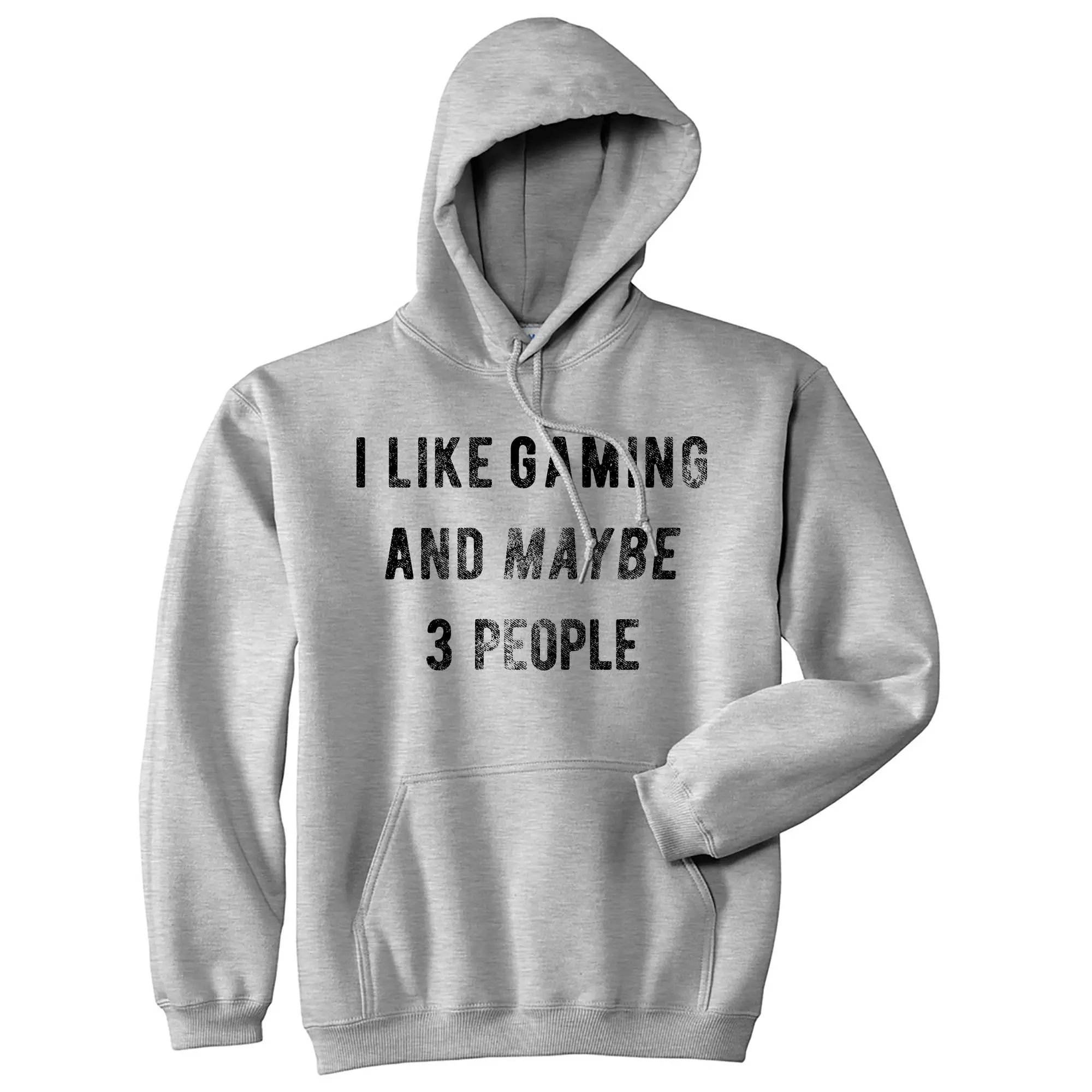 I Like Gaming and Maybe 3 People Hoodie Funny Nerdy Video Game Sweatshirt Unisex Vintage Fashion Hoodies Introvert Hoodie Funny Gamer Pullover Novelty Sweatshirt Grey