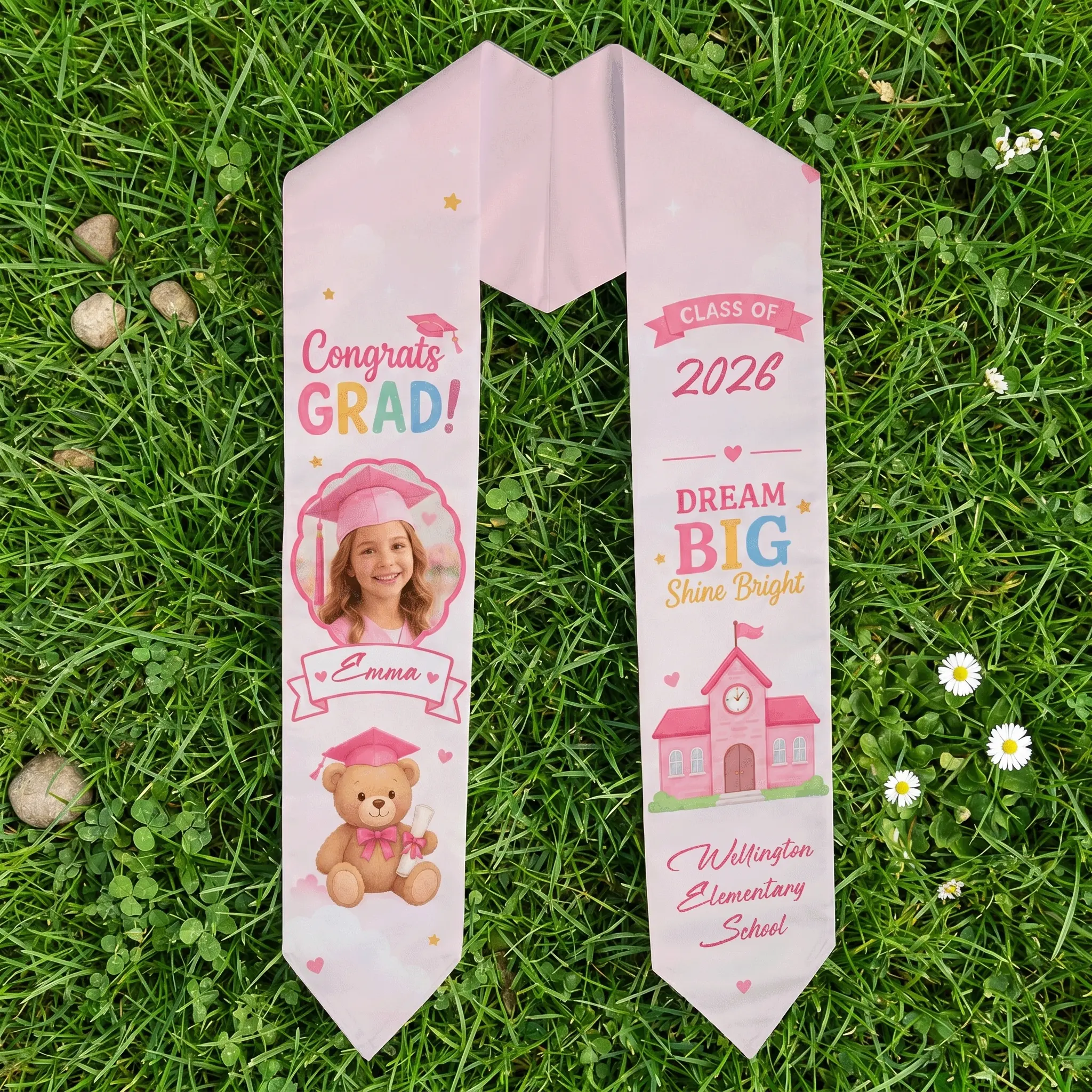 Personalized Dream Big Shine Bright Kid Graduation Stole – Custom Photo