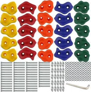 25 PCS Rock Climbing Holds Set with Mounting Screws and Hardware for DIY Kids Indoor and Outdoor Play Set Use