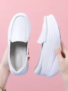 Women's Thick Sole Nurse Shoes, Slip-On Sneakers, Simple Solid Color Outdoor Walking Shoes, Ultra-Light Soft Bottom Anti-Slip Work Shoes, Casual Slip On, Slip On Platform