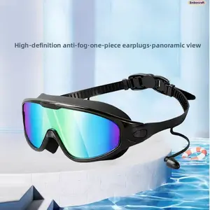 Adult Anti Fog Swim Goggles, Wide View UV Protection Swimming Glasses with Silicone Leakproof Seal, HD Electroplated Lenses for Pool Training, Surfing, Water Sports and Outdoor Swimming(free nose clip + swimming goggles box)