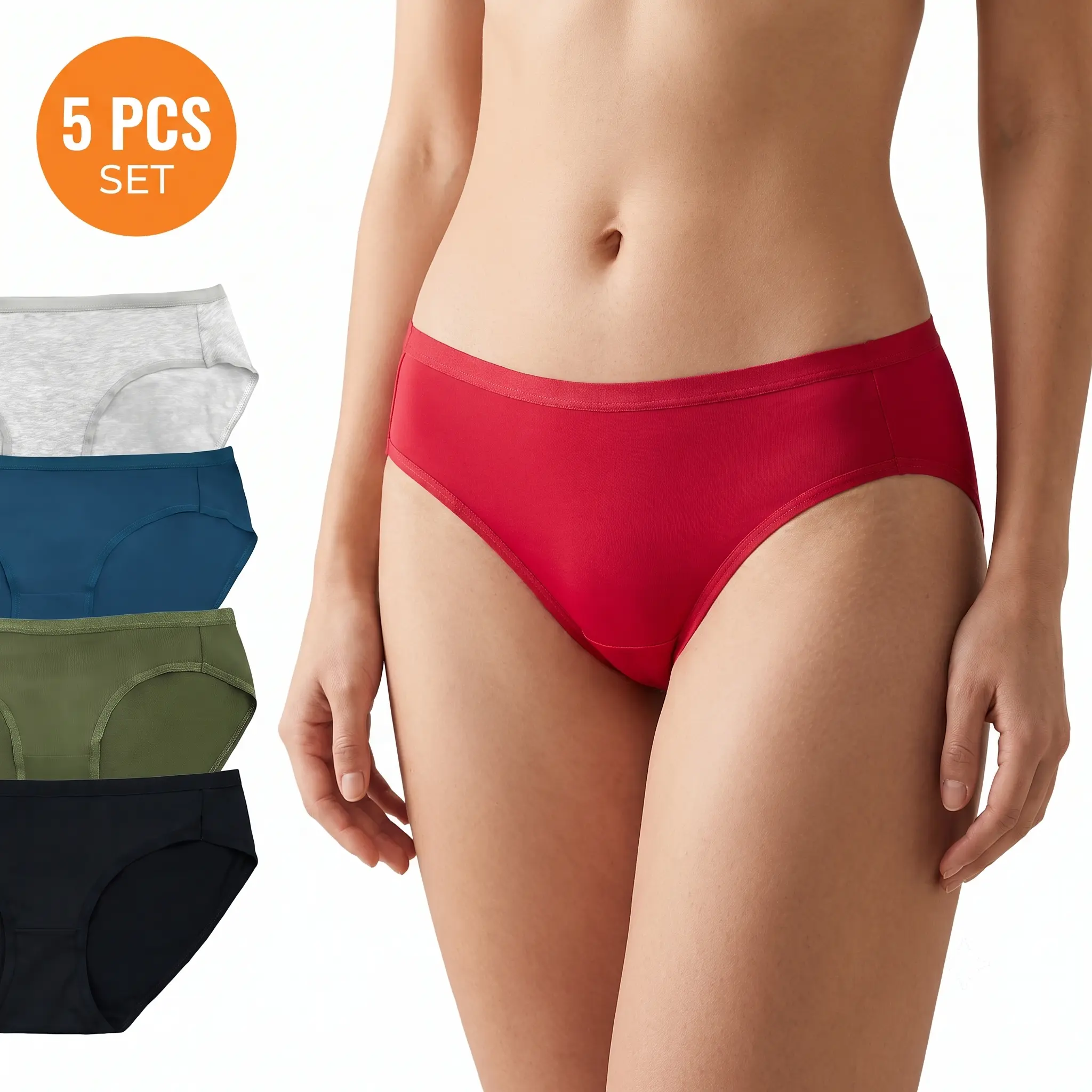 Women's Cotton Panties 5-Pack, Low-Rise Solid Minimalist Briefs, Breathable Stretchy Close Fit for Everyday Wear