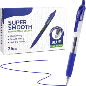 G-103 Retractable Gel Pens 0.7mm, 25 Pack 0.7 mm Blue Ink Medium Point Ballpoint Pen Quick Drying, Pen Fine Point Smooth Writing Pens for for Office School Supplies
