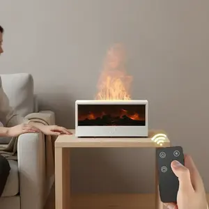 Flame Essential Oil Fireplace Diffuser, Remote Control Humidifier, Aroma Diffuser Humidifiers, 150ML Ultrasonic Cool Mist, 7 Color Lights, Timer, Auto Shut off
