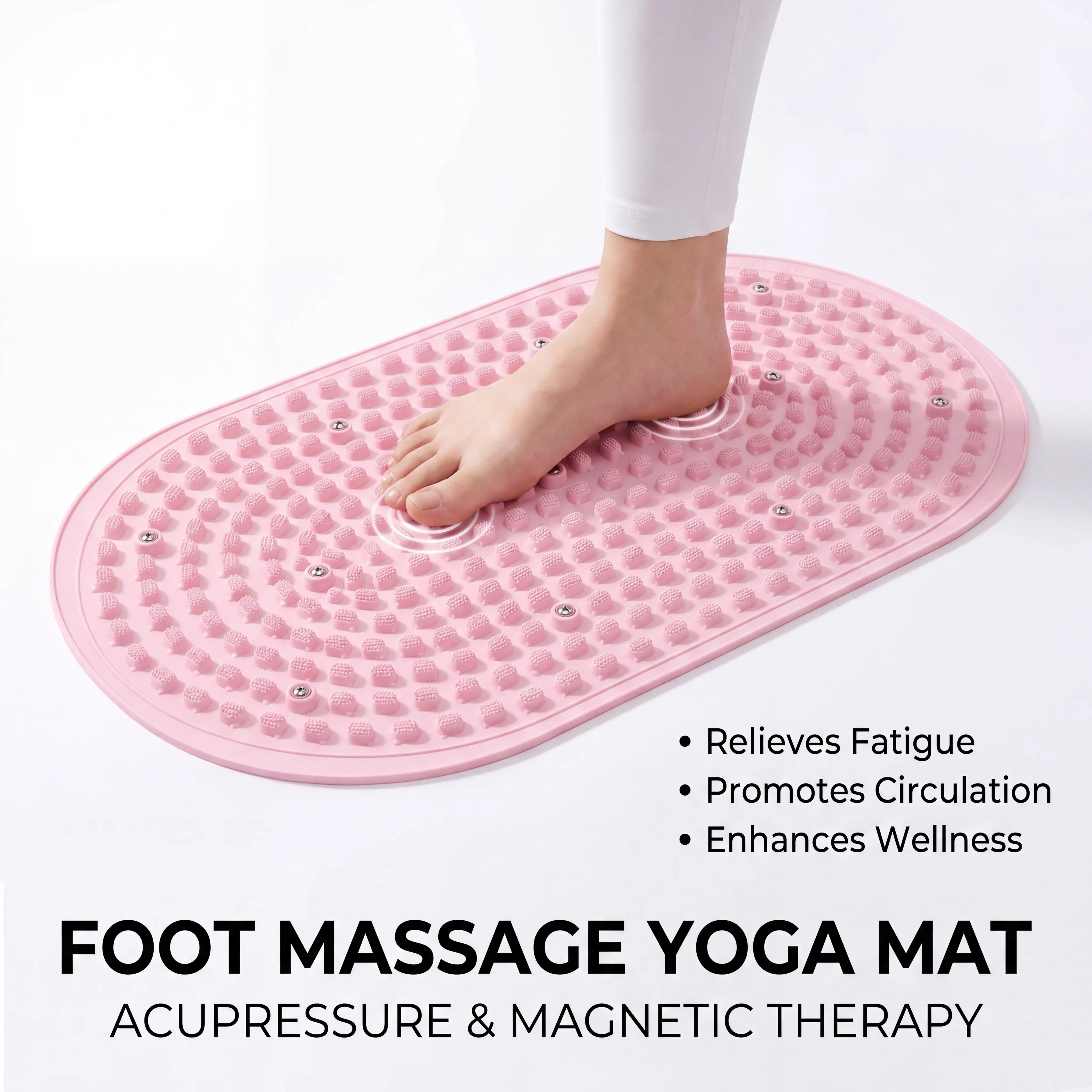 Premium Acupressure Yoga Mat and Foot Massage Pad for Plantar Fasciitis, Thickened Magnetic Therapy Reflexology Massager with 11 Beads for Daily Pain Relief at Home or Office