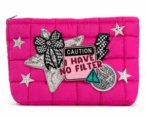 Custom Patch Makeup Bag – Quilted Cosmetic Bag | Personalized Glam Pouch
