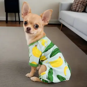 Cute Breathable Four-Legged Dog Clothes, Banana Print Puppy Onesie, Suitable for Chihuahua Yorkshire Terrier, Cat Clothing