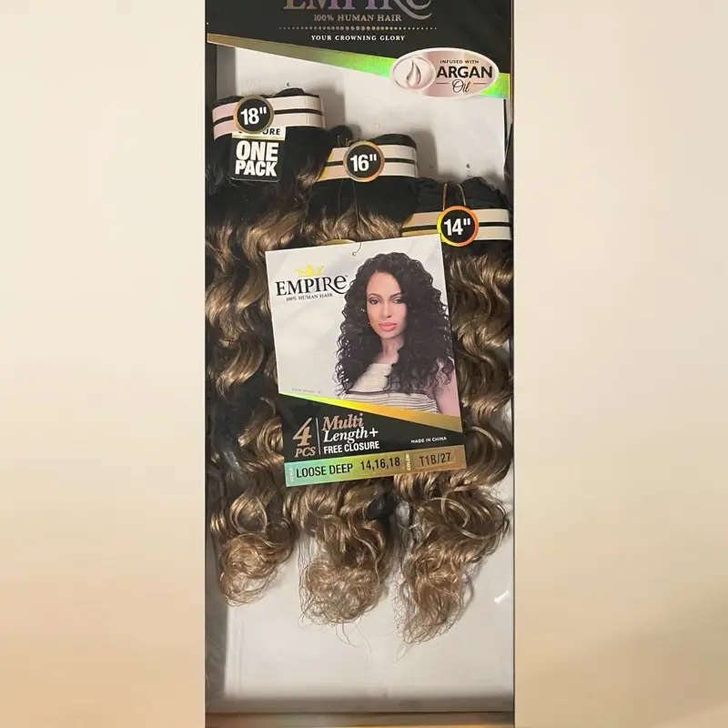 Sensationnel Empire 100% Human Hair Multi Length + Free Closure 4 PCS Weave - LOOSE DEEP 14-18"