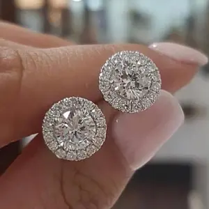 New 1-carat Round Moissanite Stud Earrings In White Synthetic Zirconia For Engagement