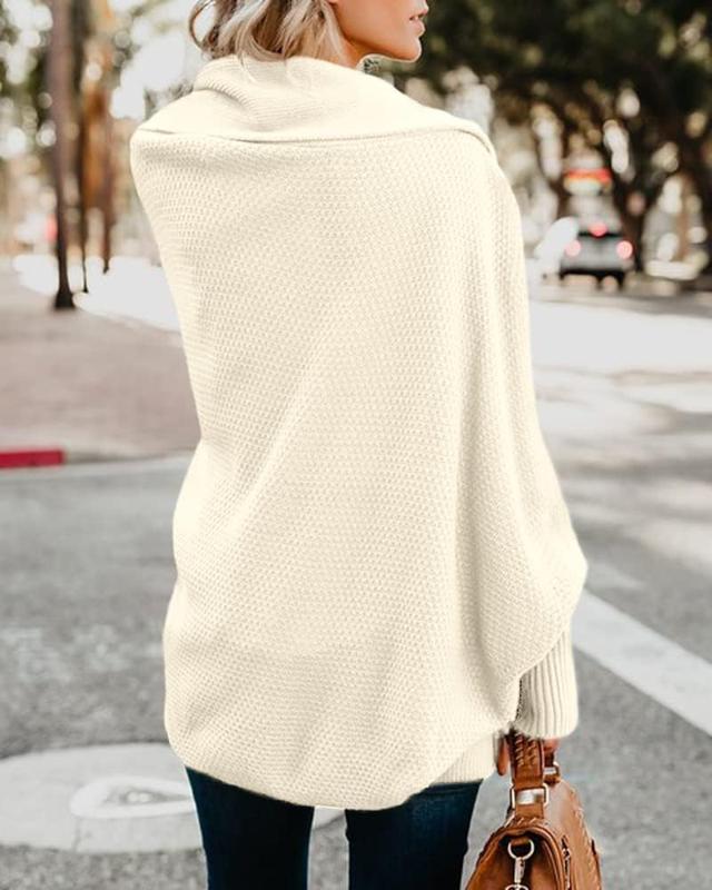 Women's Kimono Batwing Cable Knitted Slouchy Oversized Wrap Cardigan Sweater
