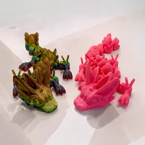 Articulated Baby Easter Dragon, Fidget Toy, Desk Stress Toy, Dragon Decoration 3D Printed, Cinderwing3D, Rainbow, Decor Gift Lover