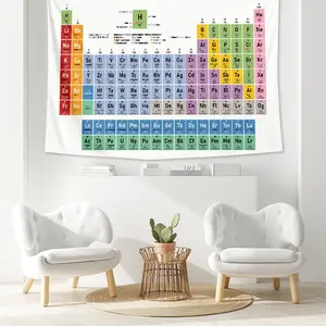 1PC Large Color-Coded Periodic Table of Elements Tapestry Educational & Decorative Wall Art Tapestry for Classroom, Study Room, Bedroom, or Room Decor Extra Large Size Polyester Tapestries with Free Installation Package Decor As Best Gift for Housewarming