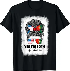 100%cotton Half Portuguese And Luso American America Portugal Flag Girl T-Shirt Graphic Top