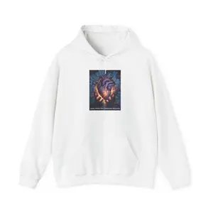 Phoenix Heart Hoodie | Flaming Phoenix Illustration, Mythical Fire Design