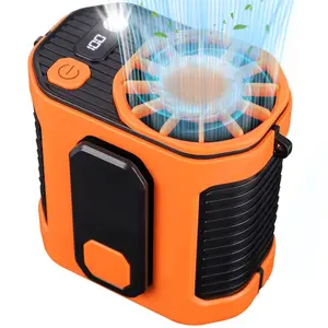 BUBPUP 3 in 1 Outdoor Fan (1 Count), USB Rechargeable Waist Cooling Fan with Flashlight & Power Bank, Portable Fan for Outdoor Work, Hiking, Camping, Travel