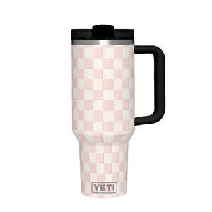 YETI Rambler 40 oz Tumbler with Handle and Straw Lid, Travel Mug Water Tumbler, Vacuum Insulated Cup with Handle, Stainless Steel, Mackenzie Childs