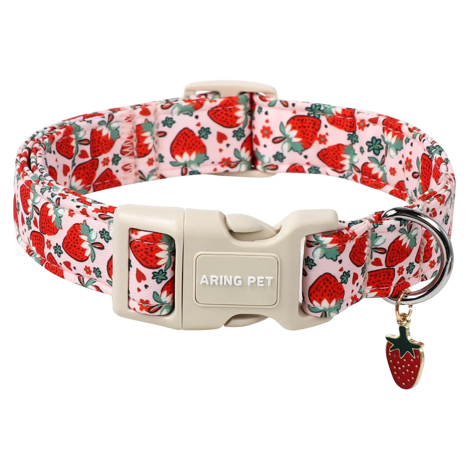 ARING PET Adjustable Strawberry Dog Collar – Cute Pink Spring Puppy Dog Accessories Collar with Quick Release Buckle tiktokshopbacktoschool