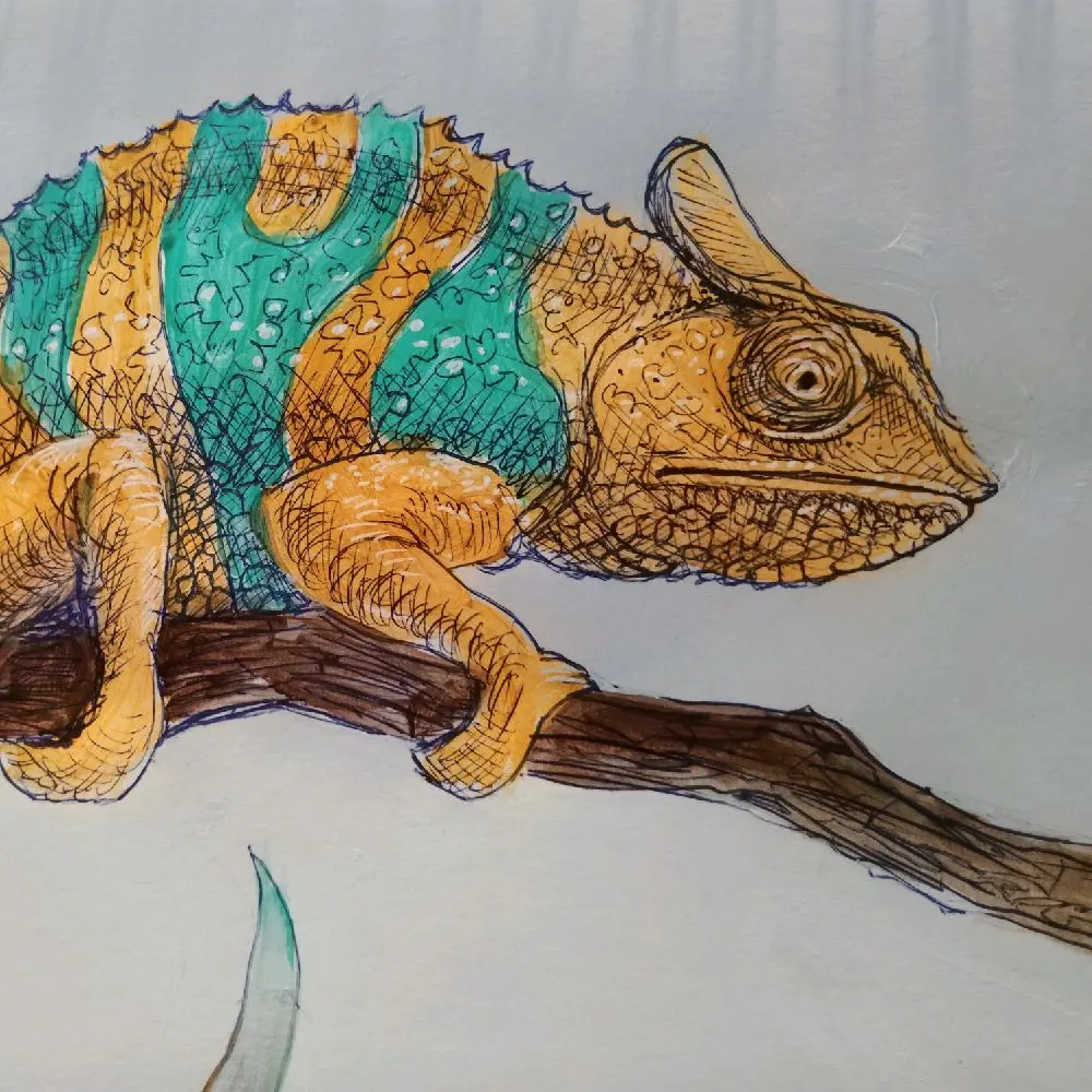 Wall Art Acrylic Painting Chameleon