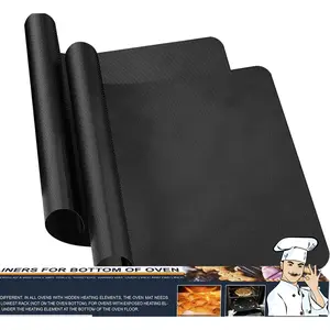 Oven Liners for Bottom of Oven - 2 Pack Best Rounded Corners Non-Stick Teflon Oven Liners Mat for the bottom of Convection, Electric, Gas, Toaster and Microwave Ovens 15.74"x 23.62"