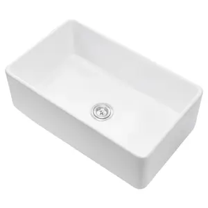33.5x20 in Farmhouse Sink Undermount Kitchen Single Bowl Basin Fireclay White