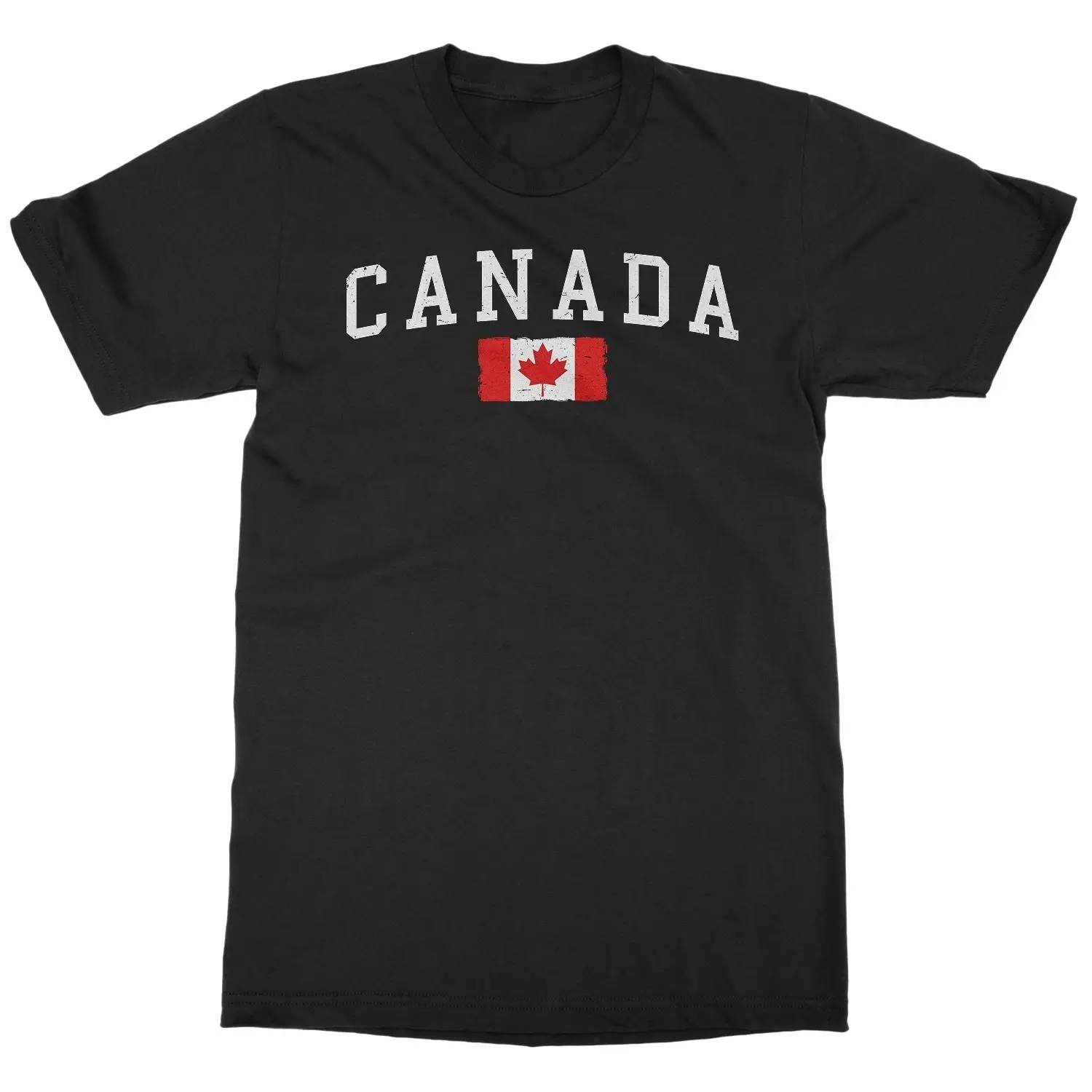 Canada Varsity Graphic Tee, Canadian National Flag Patriotic Shirt, Canada Day Pride Design 100% Cotton Crewneck T‑Shirt