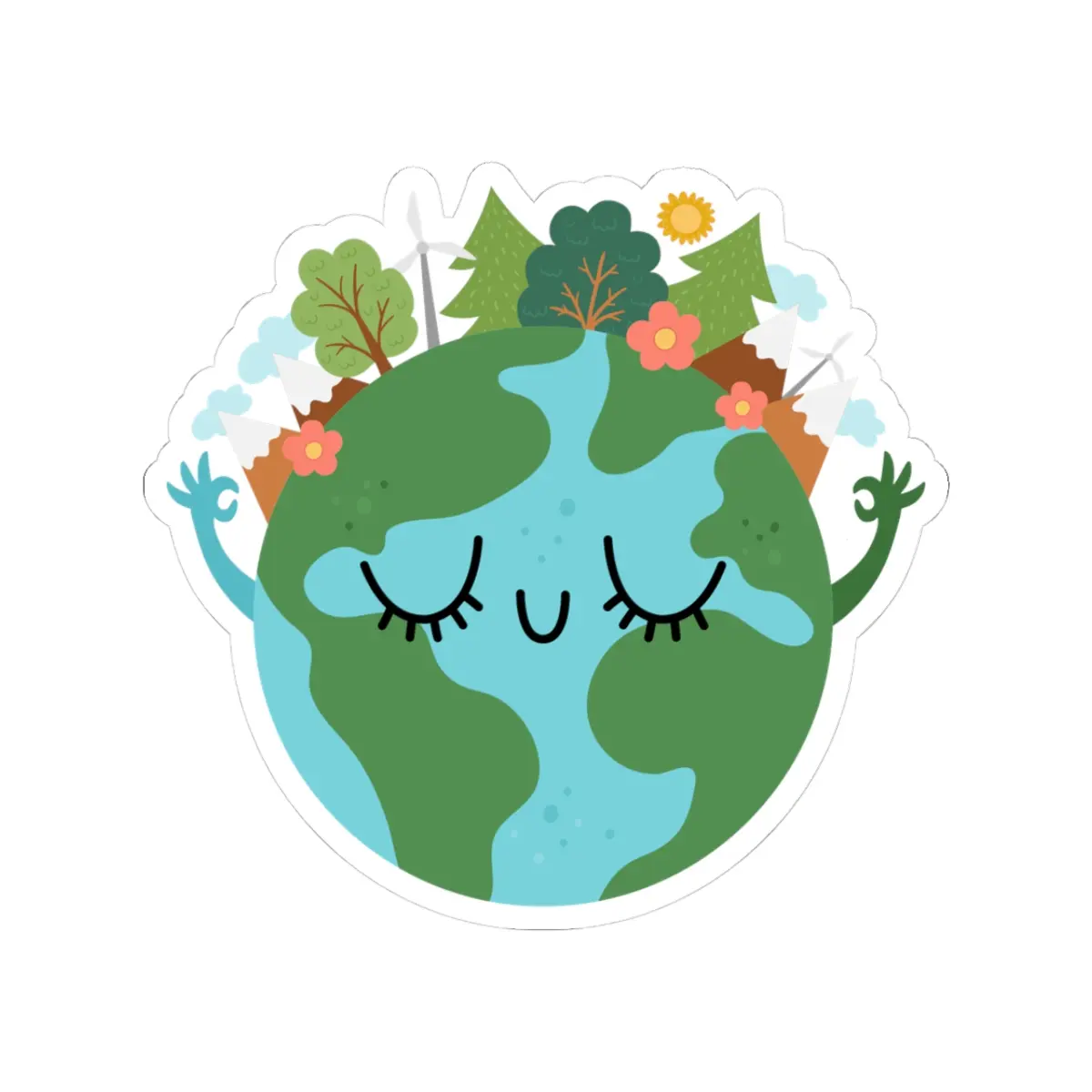 Eco-Friendly Kiss-Cut Stickers, Earth Stickers, Cute Planet Decor, Nature Lover Gifts, Eco Awareness Decor, Laptop Stickers, Green Living