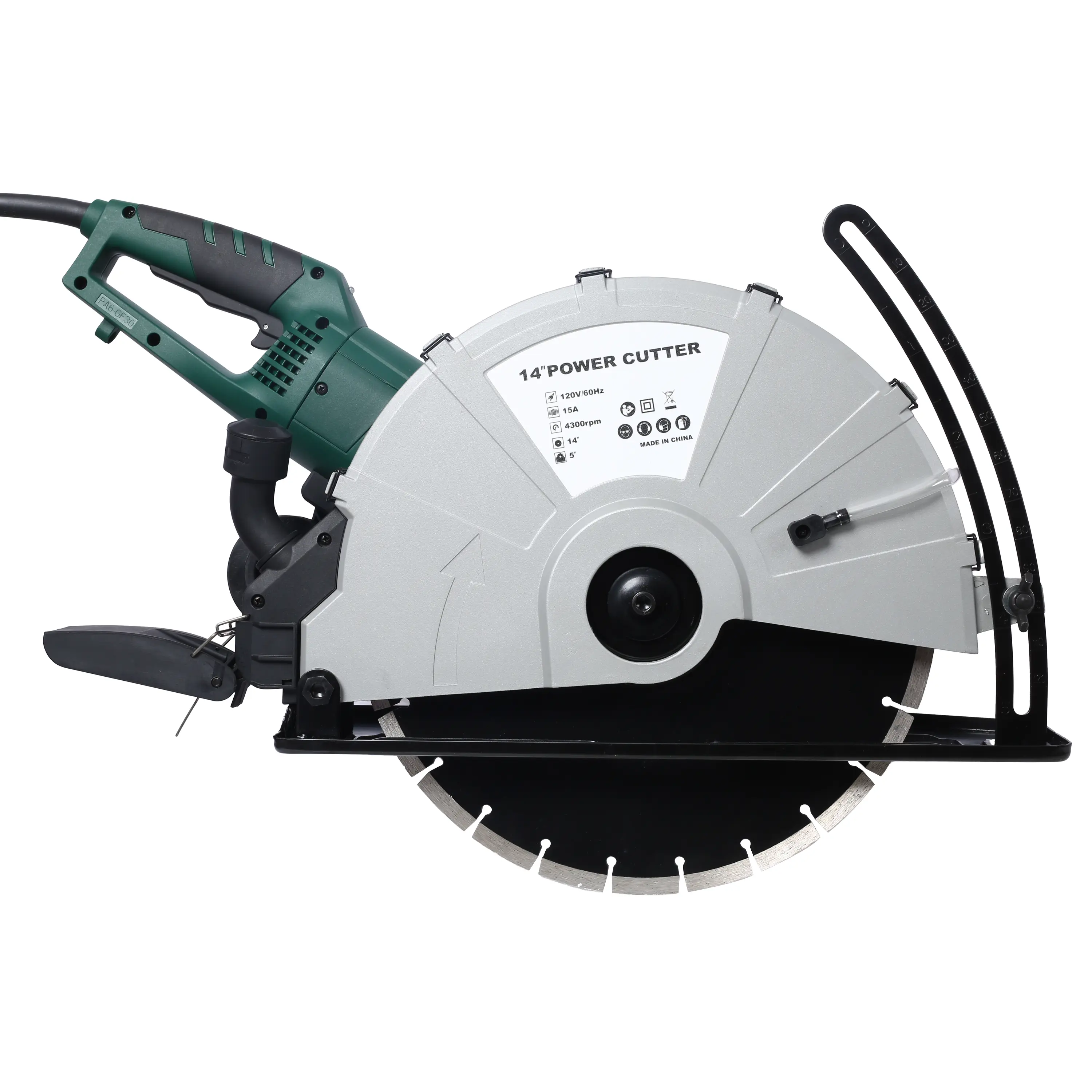 14-Inch Wet/Dry Electric Corded Circular Concrete Saw 2600W Power Angle Cutter with Water Line and Guide Roller, Includes Blade, ETL Certified, Portable Handheld Masonry Cutting Tool for Construction and Renovation, Living Room Table for Sofa