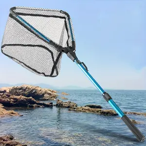1 aluminum alloy telescopic triangular fishing net with telescopic rod and EVA handle-durable nylon mesh.