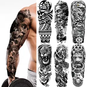 6 Large Tribal Tattoo Stickers Waterproof Temporary Tattoos Realistic Full Arm Leg Body Art Lion Maori Celtic Aztec Polynesian and Tribe Patterns Unisex