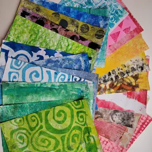 MultiColorMixed Media, collage paper kits, Hand painted papers. 24 piece Pack#63