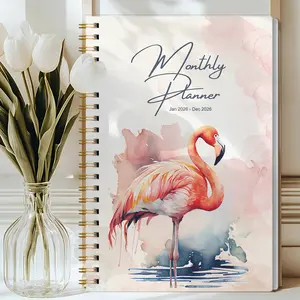 1pc 2026 A5 Monthly Planner Notebook, Spiral Bound Planner, Minimal Modern Cover, Time Management, Productivity, Cute Agenda Book with Notes, To Do List, School Study Supplies, Office Organization Must Have, Great Gift