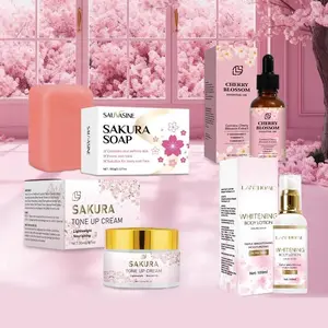 4-Piece Sakura Body Care Set, Includes Lotion, Serum Oil, Soap, Cream, Ideal for Daily Skincare Routine, Perfect Gift Idea