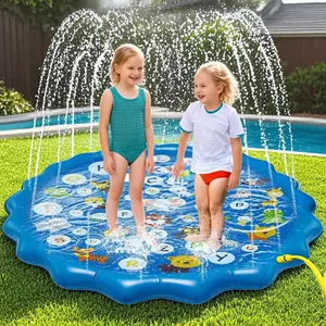 Splash Pad for Kids, Non-Slip Splash Pad for Summer Outdoor Water Toys Sprinkler Pool for Kids Outdoor Play, Scratch Resistant Thicken Dog Splash Pad, Fountain Play Mat for Kid, Inflatable Sprinkler Pad