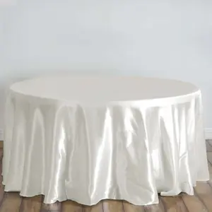 Satin Round Tablecloth 120" Ivory - Seamless Table Cover