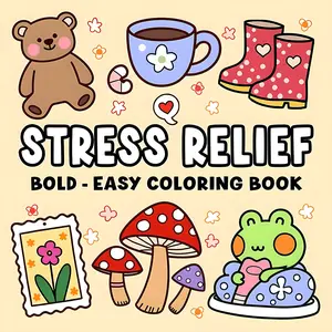 Stress Relief Coloring Book, Cute Cartoon Designs, Relaxing Graffiti Art Book for All Ages, Creative & Mindful Activity, Coloring Gift Book