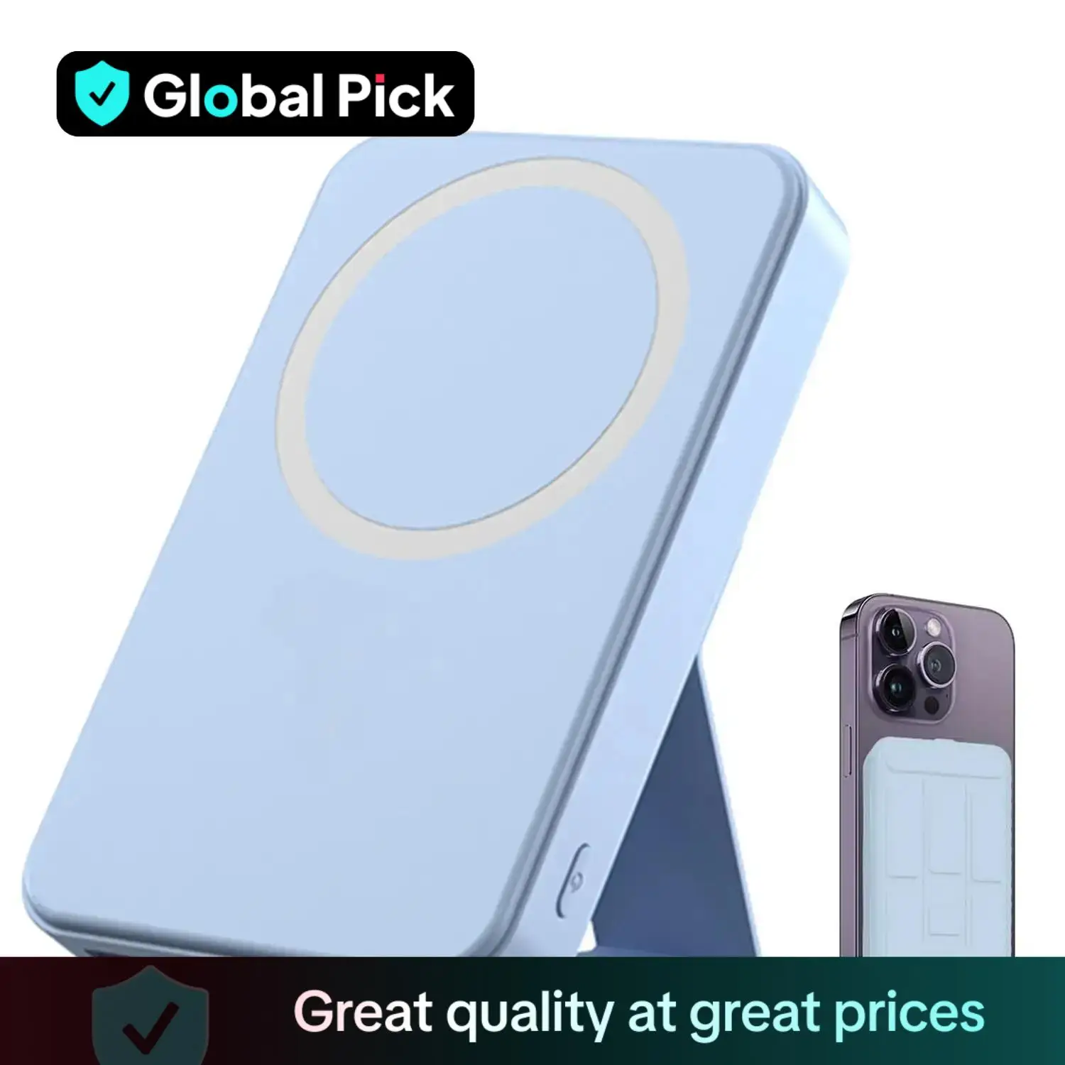 Global Pick Magnetic Wireless Fast Charging Power Bank, 10000mAh Portable Charger with LED Display, Magnetic Power Bank for iPhone 15/14/13/12/Pro/Min